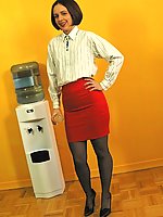 high heels milf nylon office secretary 